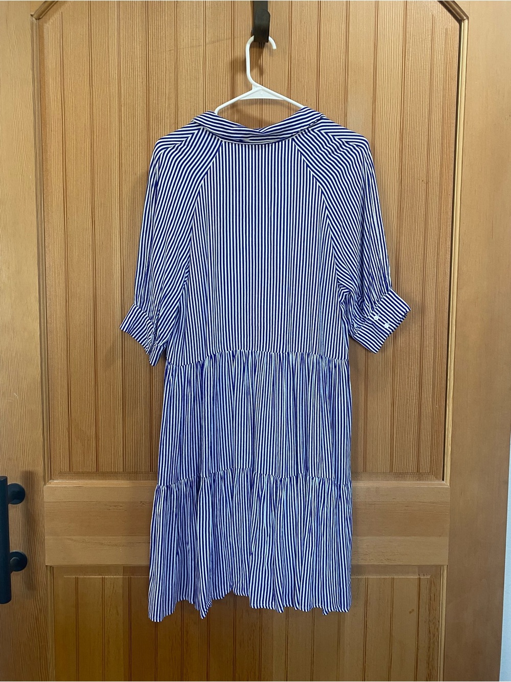 Blue Stripe Collared Tiered Mini Dress - Picture 4 of 6